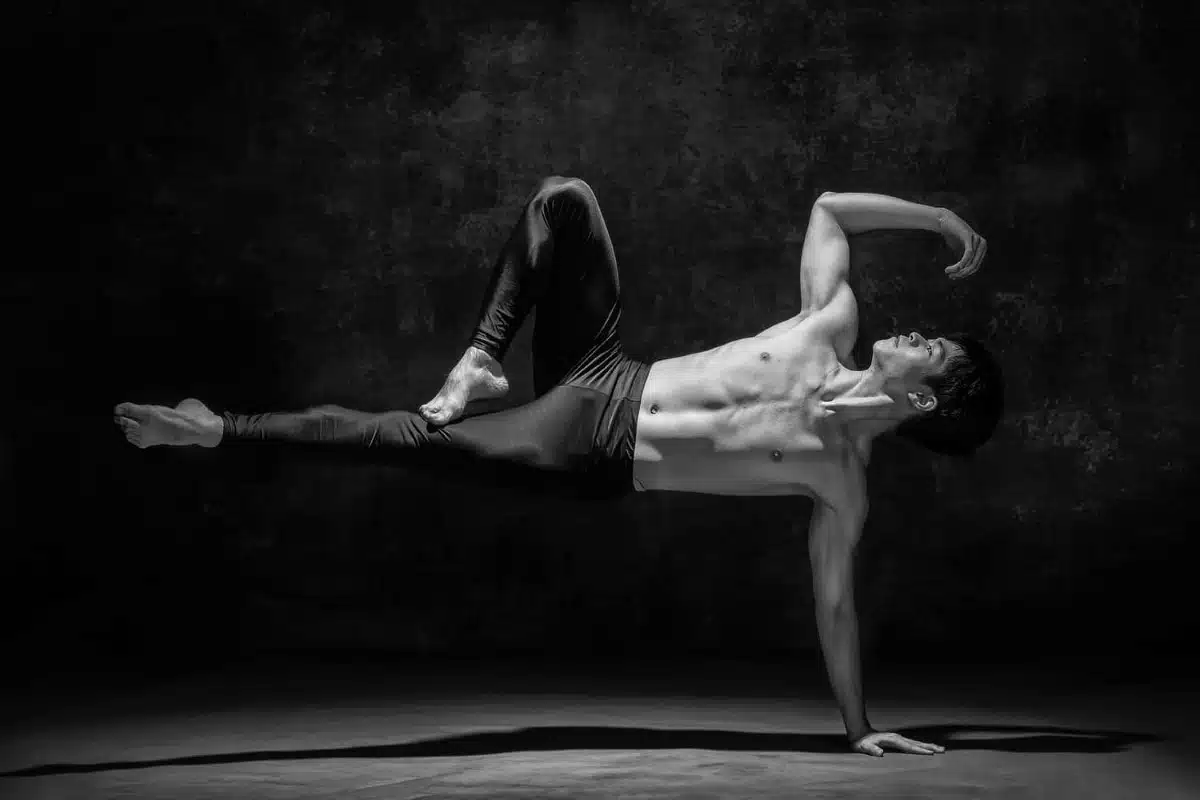 Black and white portrait of a male dancer