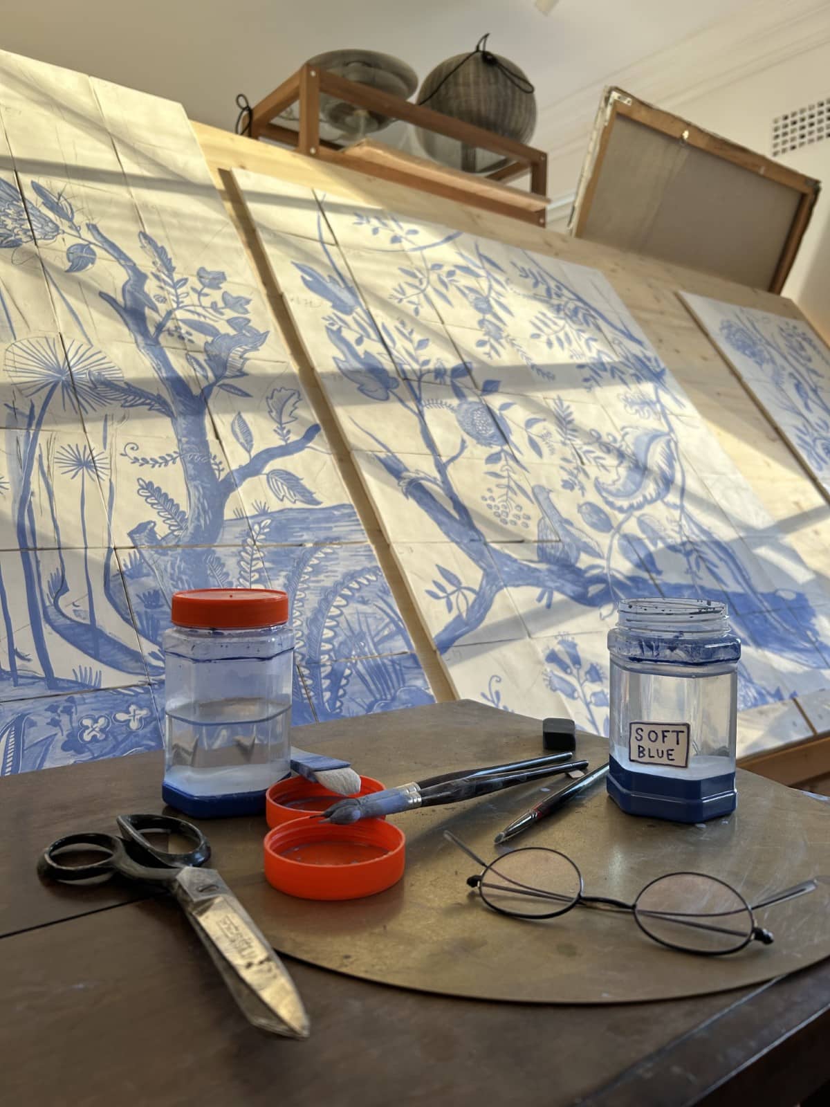 Cult Gaia Tile Mural in Progress by Chandler House