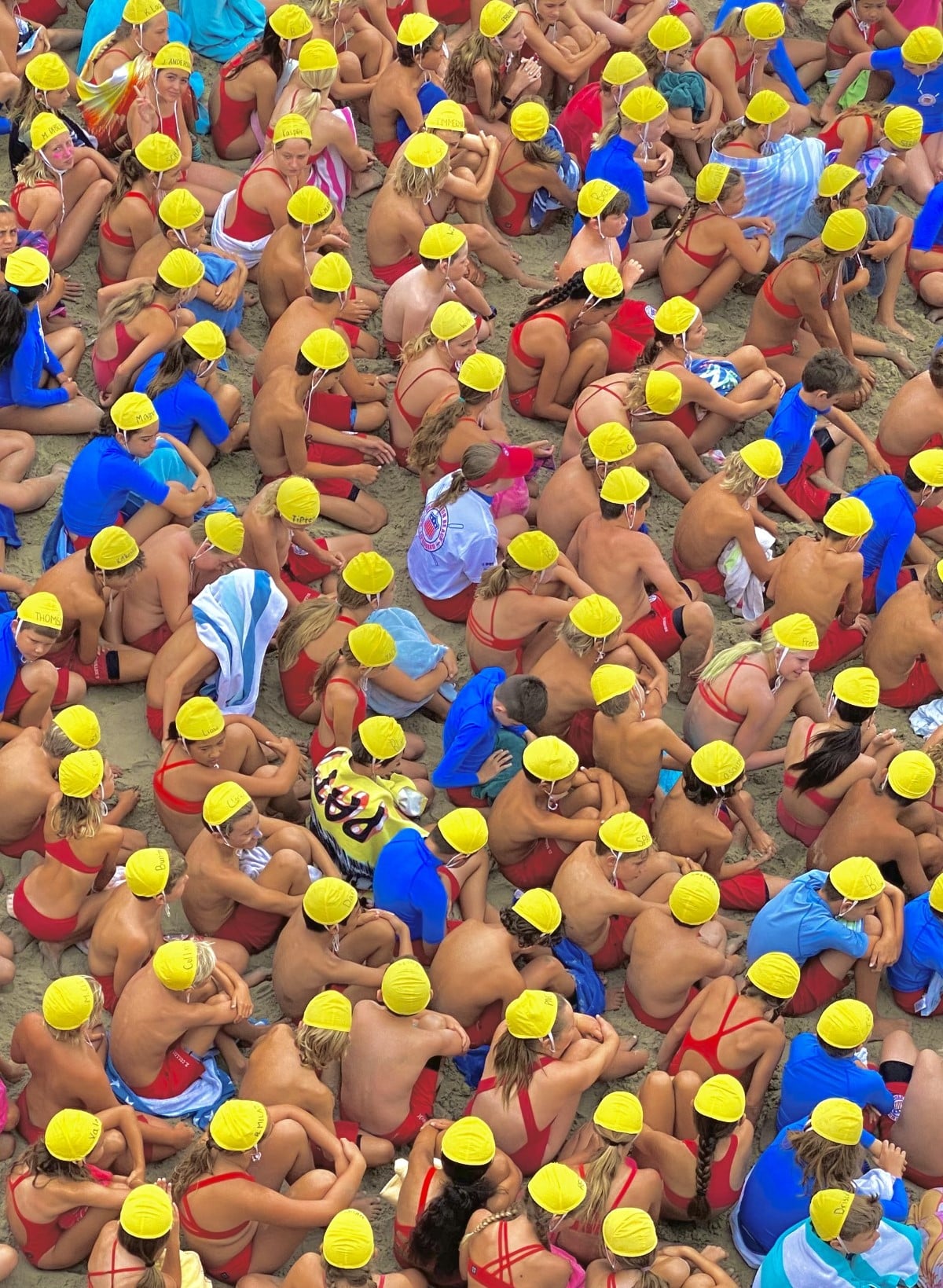 Aerial view of lifeguard camp at Huntington Beach