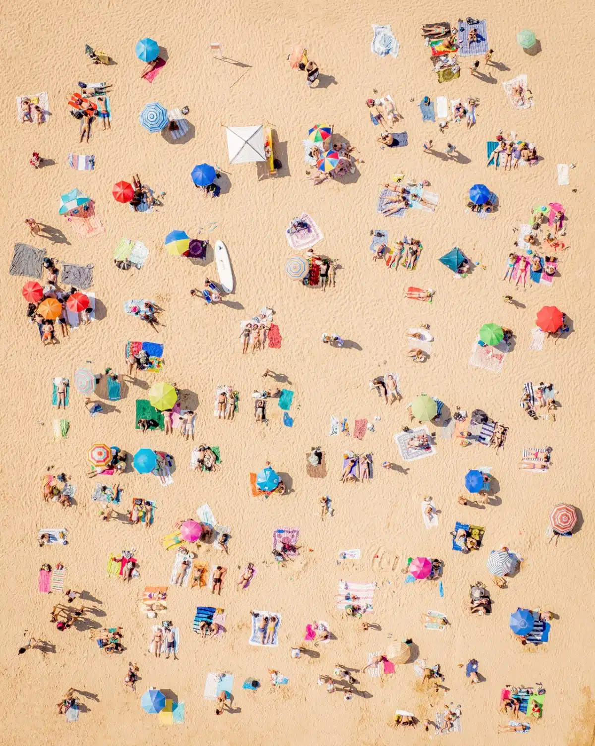 Aerial image of people on the beach