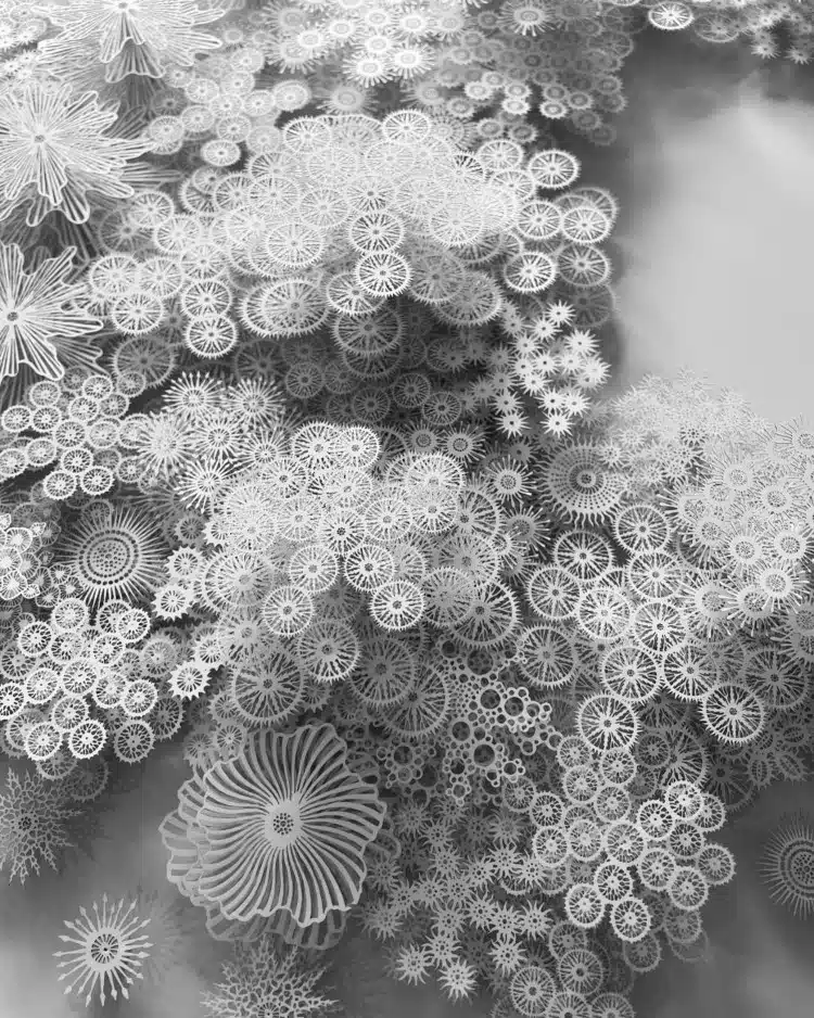 Intricate paper sculptures by Rogan Brown