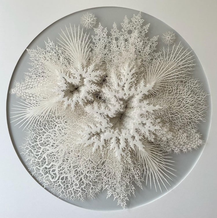 Intricate paper sculptures by Rogan Brown