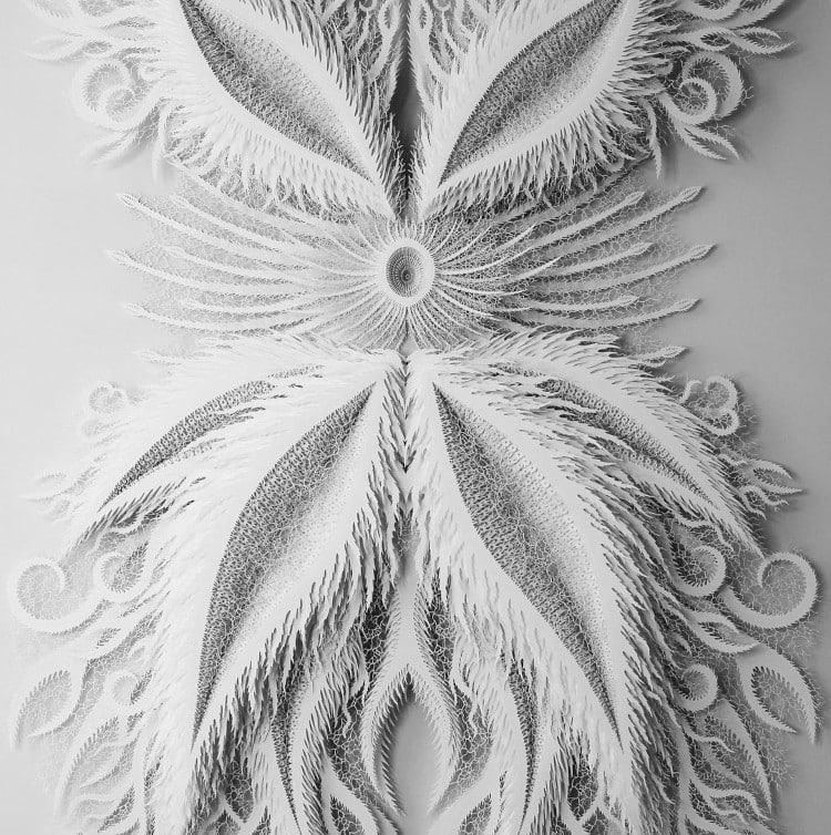 Intricate paper sculptures by Rogan Brown