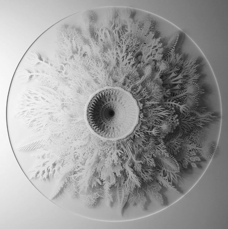 Intricate paper sculptures by Rogan Brown
