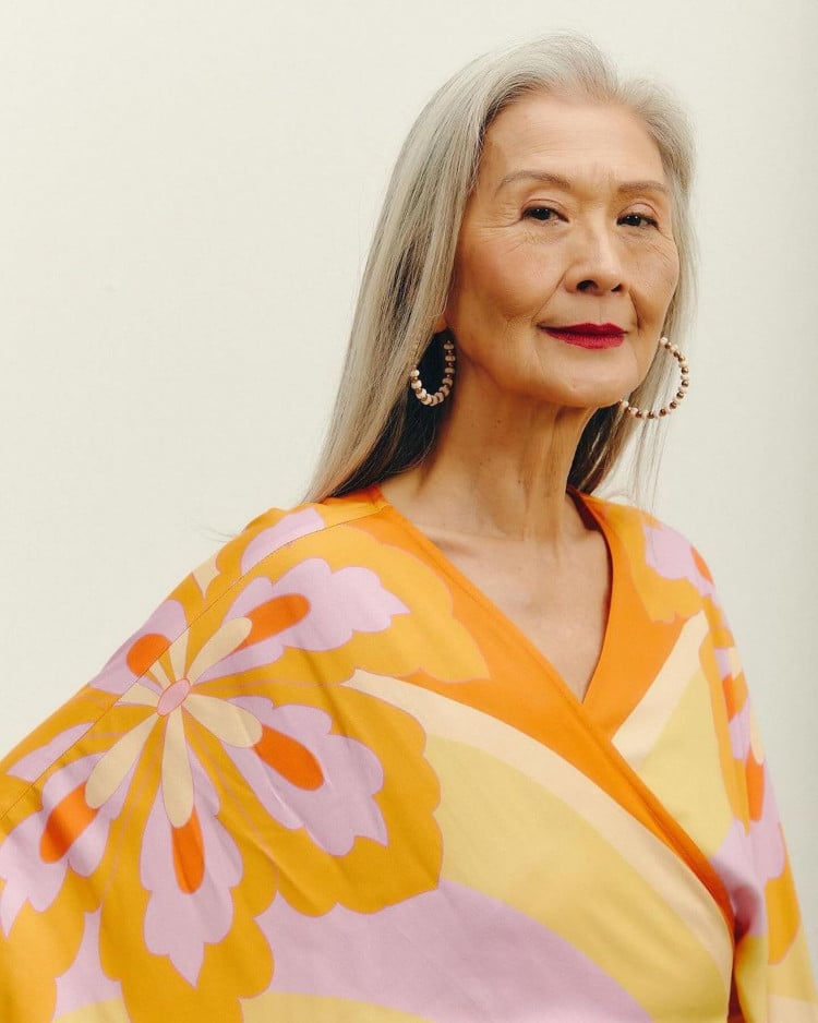 73-year-old model Rosa Saito posing