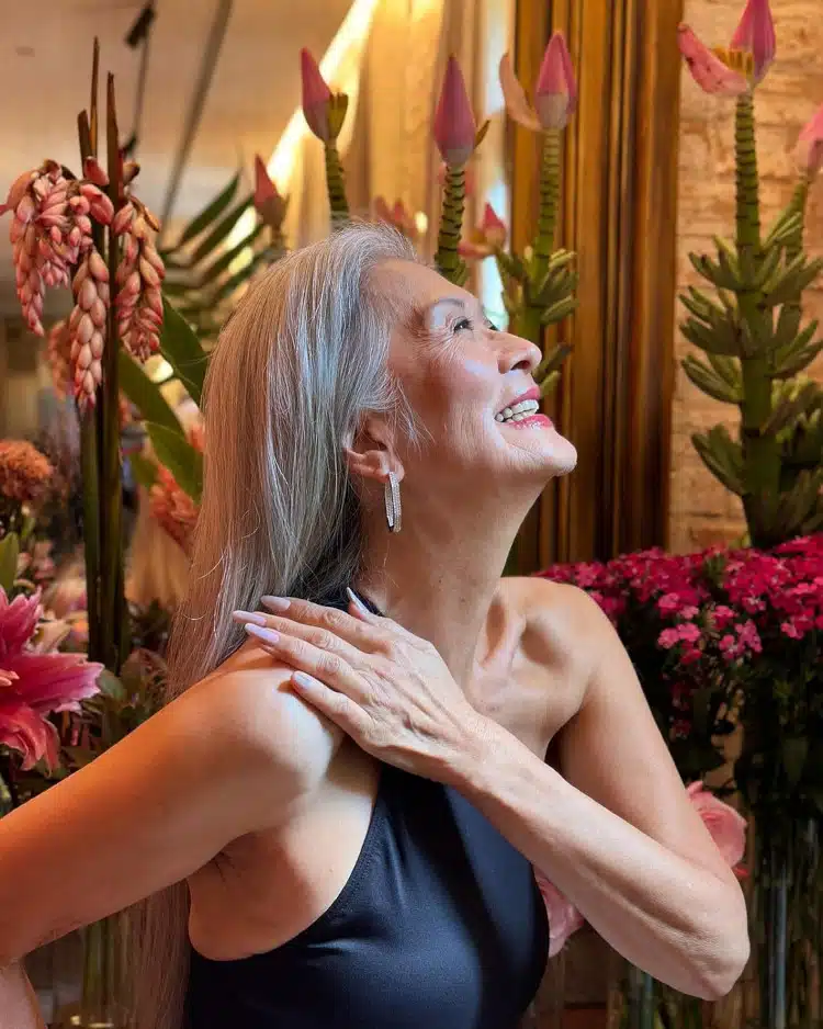 73-year-old model Rosa Saito posing